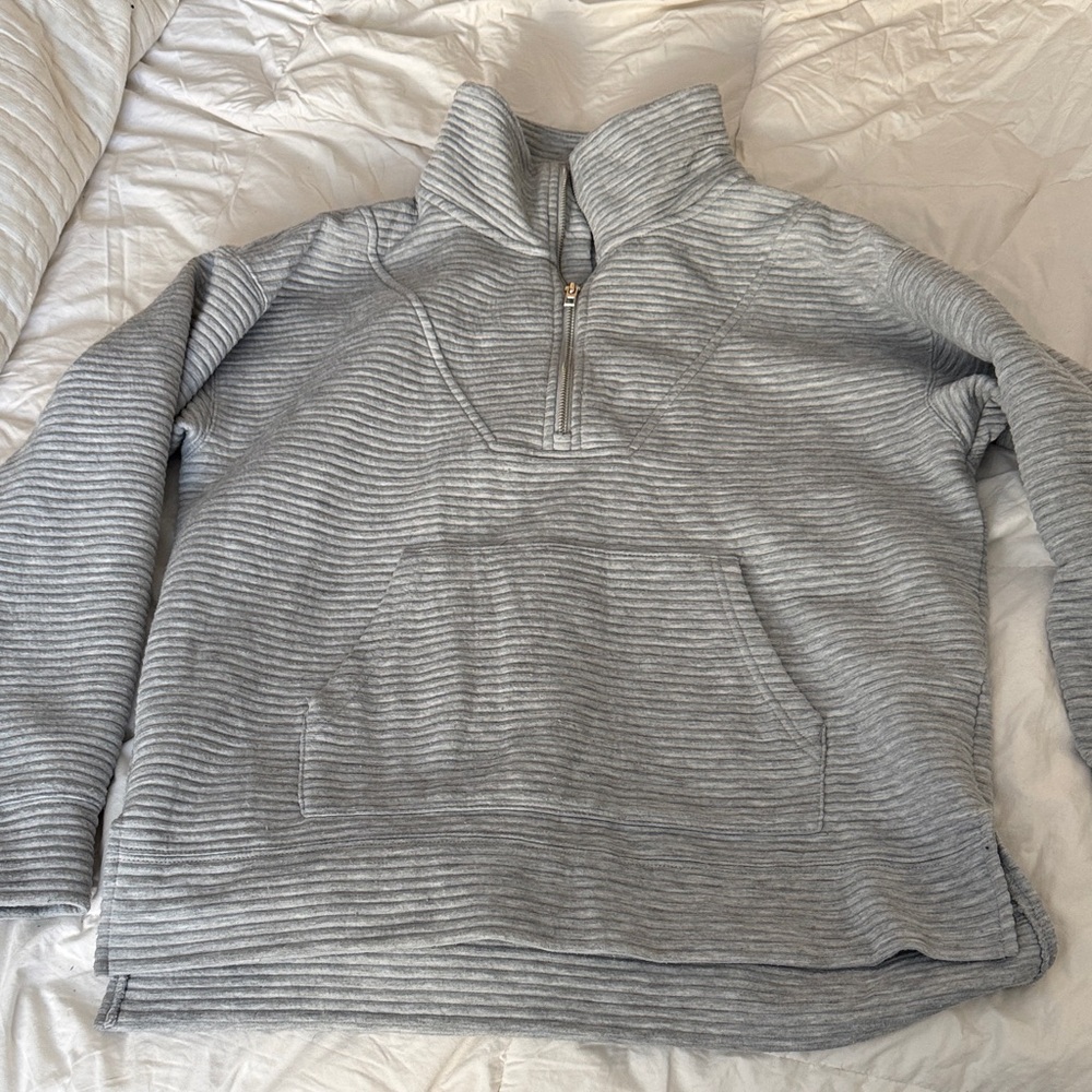 Kirkland Signature Light Gray quarter Zip-Up Sweater